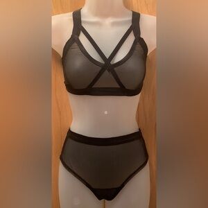 Black Recherche See Through Bra n Panty Set Hand Made SF